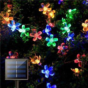 Solar String Flower Lights Outdoor 100 LED 40Ft Multi-Color Fairy Lights